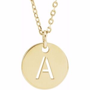 Customizable 14k Gold Cut Out Initial Pendant Neck